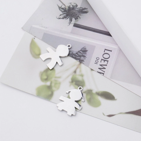 Boy Girl Pendants DIY Jewelry Charms Mirror Polished 304 Stainless Steel Minimalist Figure Accessories