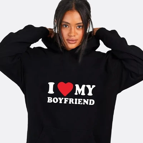 Men Pullover Hoodie Polyester Long Sleeve Casual Harajuku Heart Letter Print Sports Sweatshirt Hooded Top