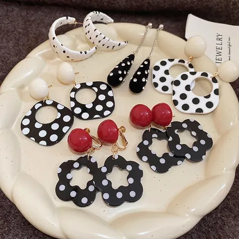 Orecchini A Fiori Pois Acrilico Geometrico Retrò Con Perno In Argento Sterling 925 Per Donna