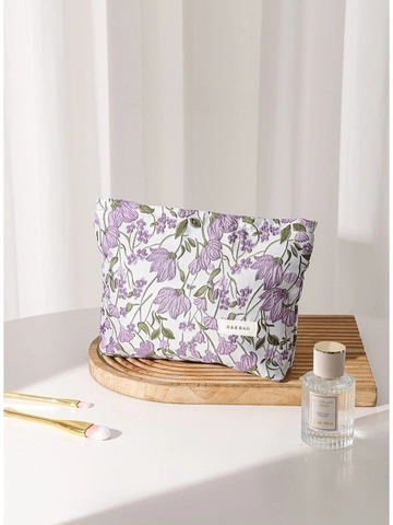 Blumen Bestickte Leinwand Kosmetiktasche Reise Make-up Organizer Reißverschluss Beutel Tragbare Aufbewahrung Handtasche Frauen