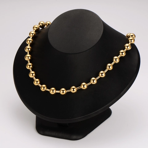 Collar Y Pulsera De Cadena De Bolas Redondas De Acero Inoxidable 304 Chapado En Oro De 18K Joyería De Moda Minimalista Unisex