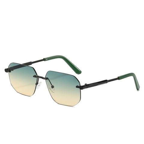 Retro Rimless Square Sunglasses For Women Men Metal Frame Gradient PC Lens UV400 Protection Fashion Travel Streetwear