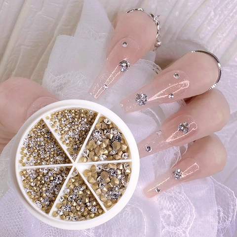 Spitzboden Glas Nagelkunst Strasssteine Bunte Gemischte Größen Facettierte Edelsteine DIY Maniküre 3D Deko Handwerk Ornamente