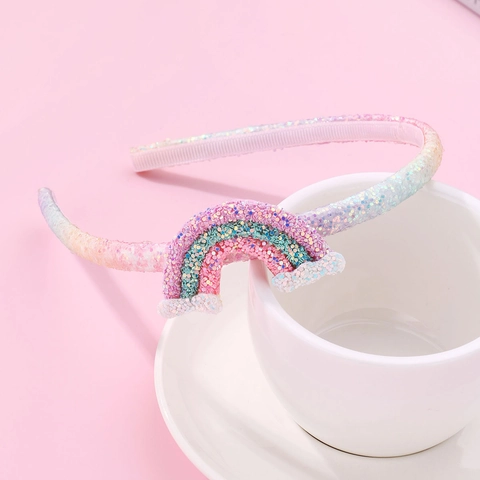 Diadema De Arcoíris Con Purpurina Para Niñas Accesorio Para El Cabello Con Lentejuelas Degradado Para Niños