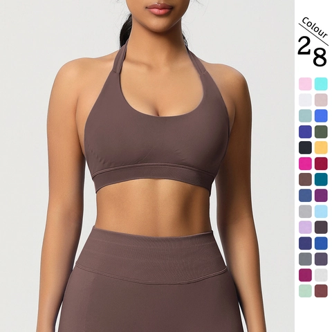 Dames Naadloze Halter Sport BH En High Waist Leggings Geribbelde Yoga Sportkleding