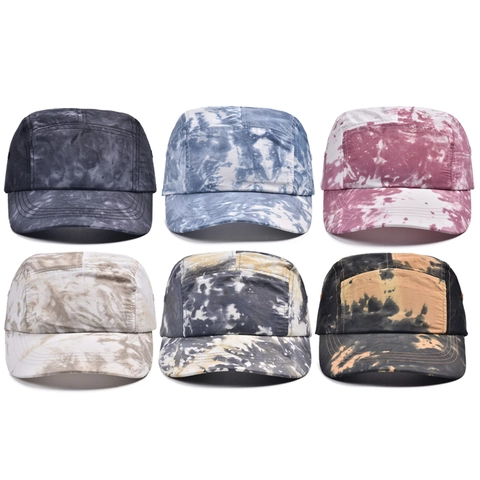 Chapeau De Camping Multi Panneaux Motif Marbré Tie Dye Tissu Respirant Séchage Rapide Casquette De Soleil Extérieur Unisexe