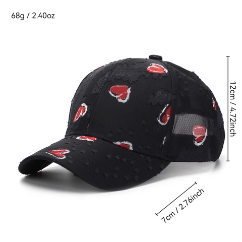 Baseball Cap Heart Print Distressed Polyester Breathable Sun Protection Outdoor Casual Streetwear Hat For Men Women