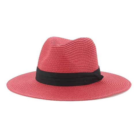 Chapeau De Paille Fedora Femme Protection Solaire Large Bord Été Plage Style Panama Avec Ruban