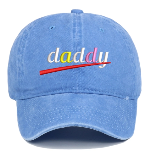 Daddy Letter Embroidery Washed Cotton Baseball Cap Vintage Distressed Adjustable Dad Hat Retro Hip Hop Casual Sun Hat