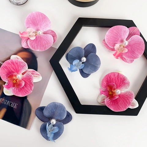 Pinza De Pelo De Flor De Orquídea De Simulación Tela Perla Artificial Sintética Dulce Hada Estilo Coreano Horquilla Lateral Para Mujeres Niñas