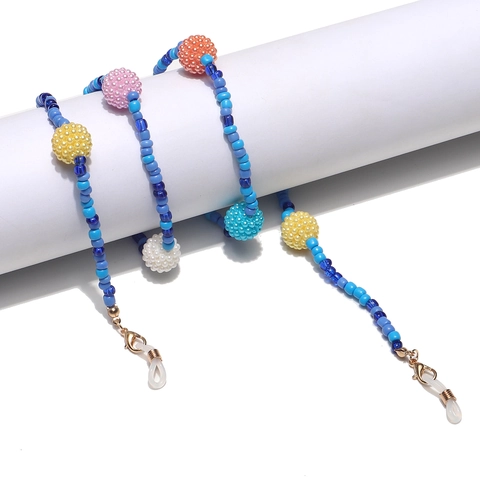Cadena De Gafas De Cuentas De Colores Con Cuentas Grandes Texturizadas Cierres De Langosta Y Bucles De Silicona Antideslizantes