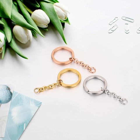 Anillas Para Llaveros De Acero Inoxidable Con Cadena De Extensión Anillo Dividido Plano Pulido Espejo Accesorios Para Joyería