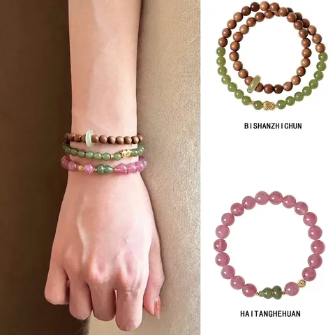 Pulsera de Cuentas de Cuarzo Fresa y Amatista Natural Dulce para Mujer con Zirconia de Cobre Incrustada Pulsera de Piedra de Cristal Ajustable Joyería de Regalo