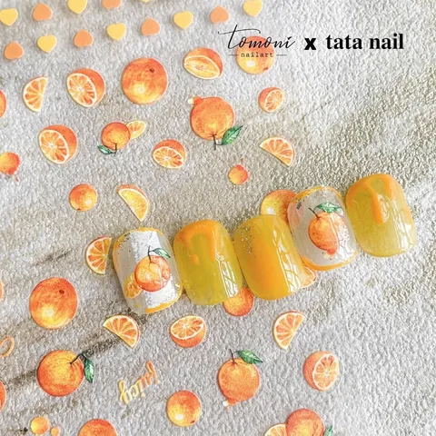 Autocollants Art Des Ongles Fruits Fraise Orange Décalcomanies Autocollantes Kawaii Jus Coloré Ultra Mince Souple Décor Manucure