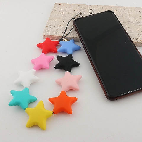 Chaîne De Téléphone En Perles De Silicone Étoile Colorée Dragonne Anti-Perte Style Dopamine Charme De Sac Pour Femmes