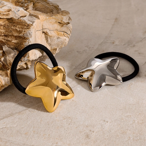 Star Hair Ties Stainless Steel Metallic Star Elastic Hair Bands Ponytail Holder Minimalist Fashion For Women