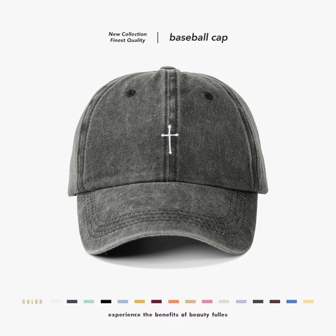 Cappellino Da Baseball Lavato Cotone Vintage Ricamo Croce Cappello Da Sole Retrò Casual Streetwear
