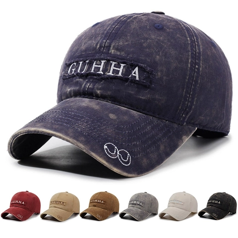 Casquette De Baseball En Coton Lavé Rétro Broderie De Lettres Ajustable Protection Solaire Chapeau Streetwear Unisexe