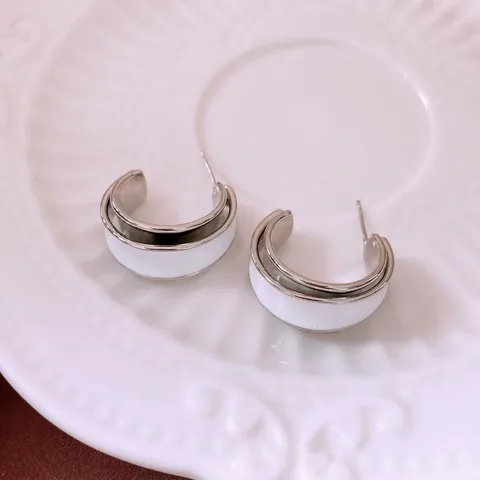 Orecchini A Lobo In Smalto A Forma Di C Con Perno In Argento Sterling 925 Rame Gioielli Di Moda Minimalisti Per Donne