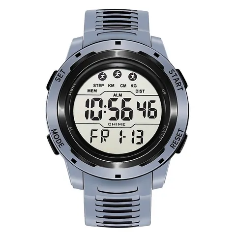 Digital Sports Watch For Men Boys Waterproof Multifunctional Pedometer LED Backlight Alarm Calendar Resin Strap Fashion Wristwatch