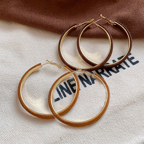 Vintage Circular Hoop Earrings With 925 Sterling Silver Earring Post Geometric Flocking Velvet For Women Maillard Style