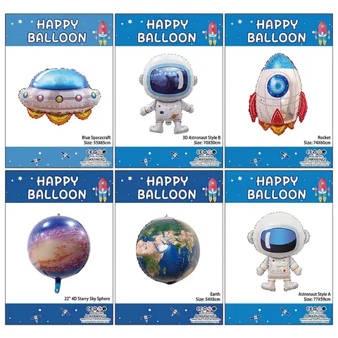 Outer Space Theme Astronaut Rocket Spaceship Aluminum Foil Balloon For Birthday Party Kids Boys Decoration