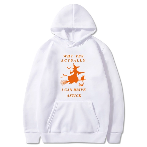 Herren Halloween Hexe Hoodie Langarm Polyester Fleece Grafikdruck I Can Drive A Stick Pullover Sweatshirt
