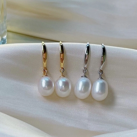 Elegant 925 Sterling Silver Freshwater Pearl Drop Earrings For Women Minimalist White Waterdrop Dangle Jewelry Gift