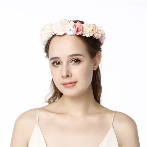 Cerchietto Corona Di Fiori Fatto A Mano Ghirlanda Floreale In Raso Per Matrimonio Sposa Romantica Accessori Per Capelli
