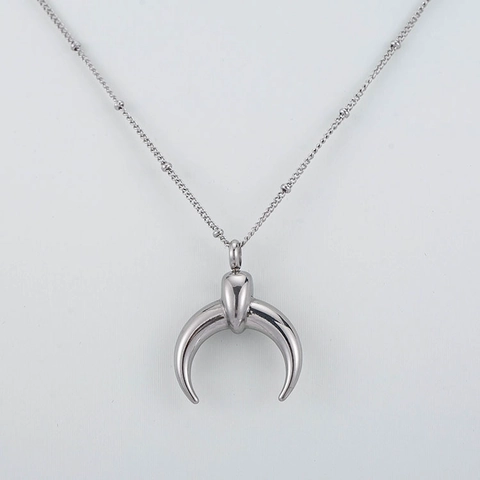 Collana Minimalista Con Pendente A Mezzaluna In Acciaio Inossidabile Lucidato E Catena Satellite Gioiello Per Donna