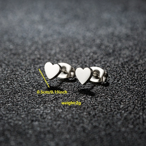 Minimalist Stainless Steel Heart Stud Earrings For Women Small Geometric Heart Ear Bone Studs Fashion Jewelry Accessory