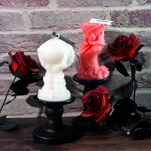 Molde Silicona Halloween Mano Esqueleto Rosa Calavera Mano Fantasma Bola Cristal DIY Vela Yeso Resina Fundición Decoración Gótica
