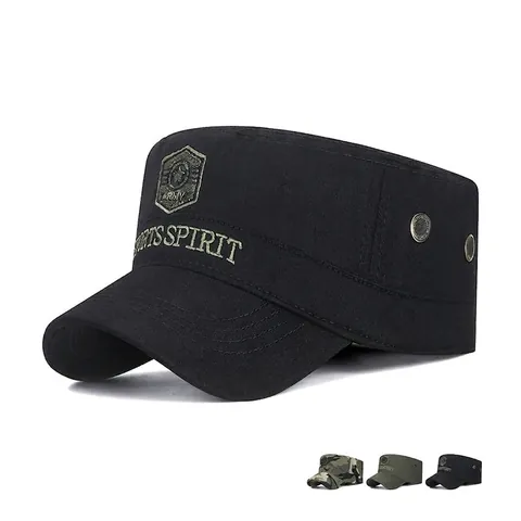 Berretto Cadet Da Uomo In Cotone Regolabile Stile Militare Cappello Piatto Camuffamento Traspirante Sport All Aperto Protezione Solare