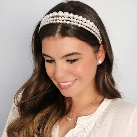 Elegant Faux Artificial Pearl Headband Handmade Hairbands Wedding Party Fashion Hair Accessories For Women Girls