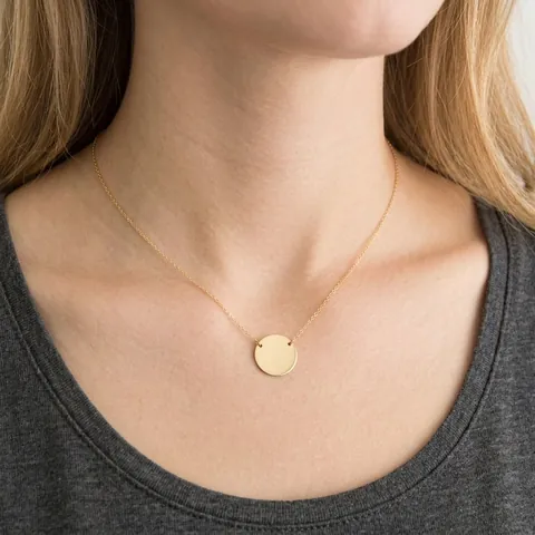 Collana con Pendente a Disco Circolare in Acciaio Inossidabile Minimalista Catena a Clavicola in Metallo Lucido Geometrico per Gioielli Moda Donna