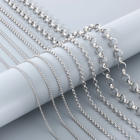 Polished Rolo Link Chain Necklace Titanium Steel Minimalist Round Belcher Chain Fashion Jewelry For Men Women Daily Wear
