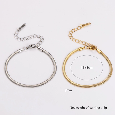 Pulsera De Cadena De Serpiente Minimalista Acero Inoxidable Joyería Geométrica Mujeres Hombres
