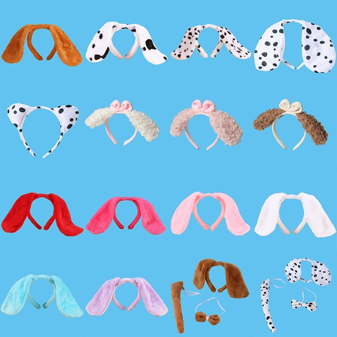 Plush Puppy Dog Ears Headband Animal Spotted Dog Costume For Kids Party Cosplay Stage Performance Cute Soft Hair Accessories