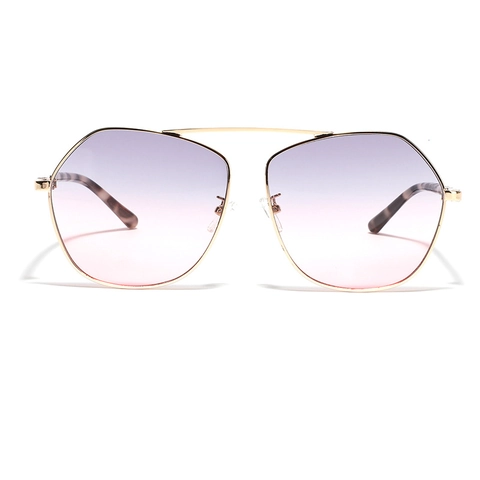 Lunettes De Soleil Polygon Surdimensionnées Métal Double Pont Style Aviateur Verres Dégradés UV400 Pour Femmes Et Hommes