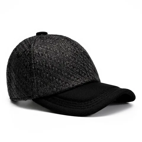 Atmungsaktive Stroh Gewebte Baseballkappe Sonnenhut Leicht Verstellbar Britische Mode Casual Für Damen Herren