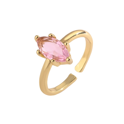Herz Marquise Edelstein Offener Ring Kupfer Mikropflaster Verstellbarer Modeschmuck Für Frauen