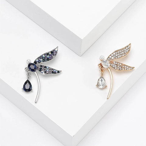 Squisita Spilla a Libellula in Lega Con Strass e Perla Artificiale Scintillante Spilla a Insetto Gioielli per Donna Accessorio per Cappotto