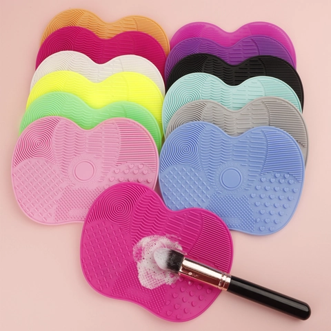 Silicone Makeup Brush Cleaning Mat With Suction Cup Portable Scrubber Pad Multi-Texture Brush Cleaner Cosmetic Tool