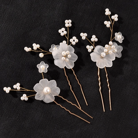 Forcine Per Capelli Da Sposa Con Fiori Satinati E Künstliche Perle Forcine In Lega Di Metallo A Forma Di U Per Festa Di Nozze