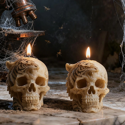 Tiger Skull Silicone Mold Gothic Animal Head Skeleton DIY Handmade Candle Resin Plaster Soap Crafting Tool