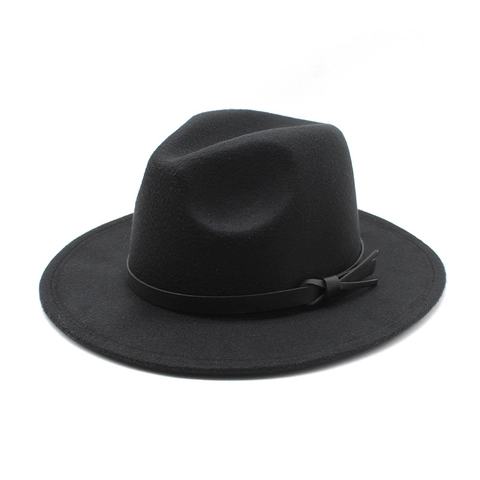 Cappello Fedora Classico In Feltro Di Lana Tesa Larga Piatta Jazz Con Fibbia Per Cintura Uomo Donna Stile Britannico