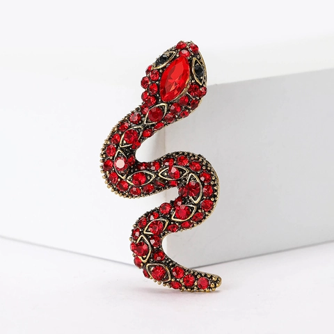 Spilla Vintage a Forma di Serpente in Lega per Uomo Donna con Strass Spilla da Petto Retro Animale Spilla da Bavero Gioielli di Moda per Abiti