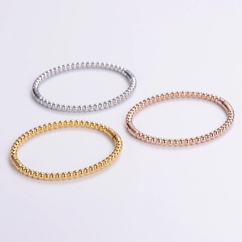 Bracciale Rigido A Sfere Minimalista Acciaio Inossidabile 304 Lucidatura Alta Chiusura A Fibbia Gioielli Moda Donna