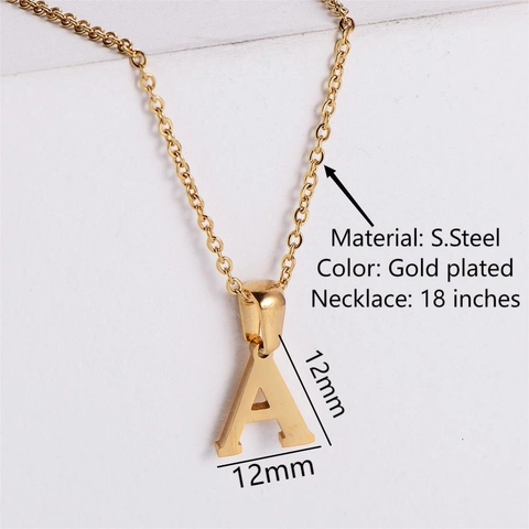 Minimalist Initial Letter Pendant Necklace Gold Plated 304 Stainless Steel Elegant Jewelry Gift For Women