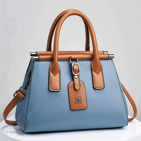 Women Litchi Pattern PU Leather Handbag Large Capacity Crossbody Bag With Adjustable Strap Top Handle Satchel Bag